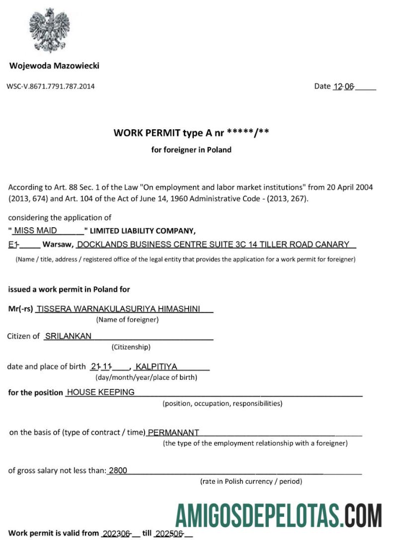 Autorização de trabalho na Polônia baixar para verificação
